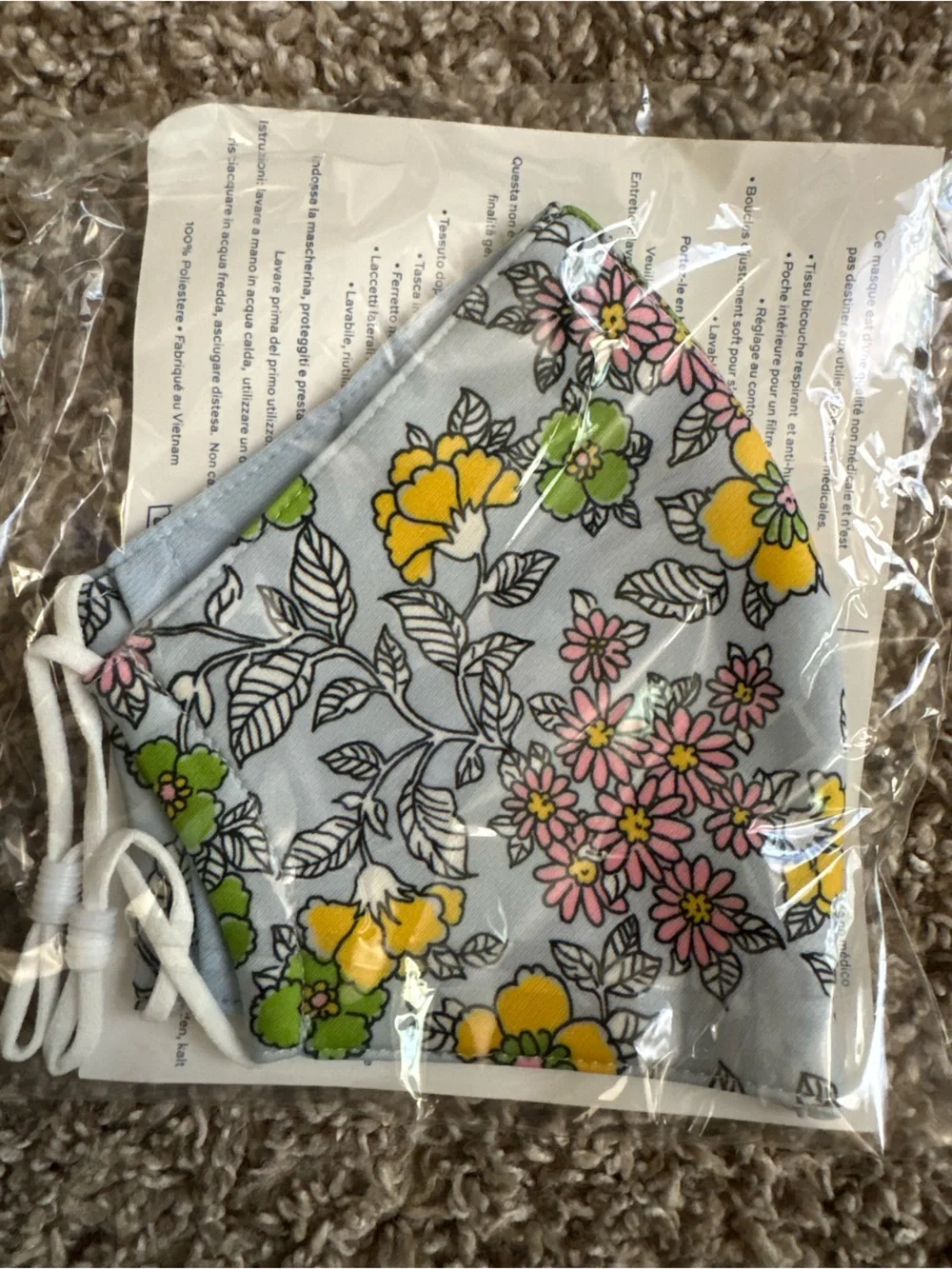 Tory Burch Floral Face Mask Set - Yellow, Black, Light Blue